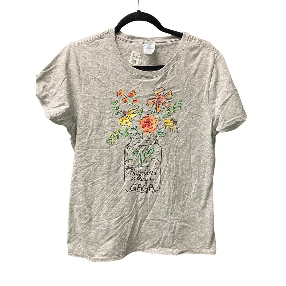 Women's Flower Tee Shirt  Grandma  "Gaga" Large